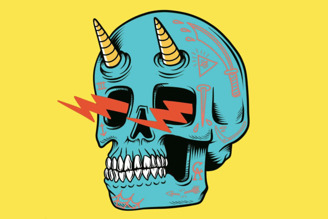 I will draw an awesome skull illustration in my style