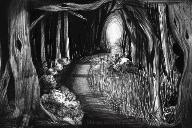 I will draw creepy horror imagery