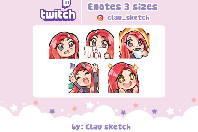 I will draw custom twitch emote 3 sizes in chibi style