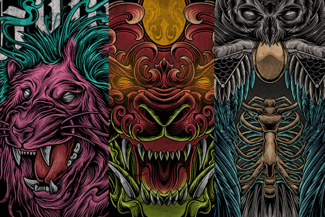 I will draw detailed dark art illustration, awesome drawing