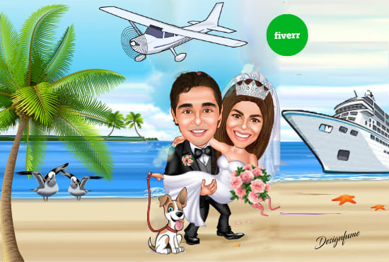 I will draw family group cartoon and caricature