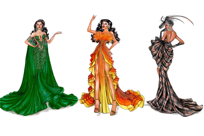 I will draw fashion illustration and design your fashion collection