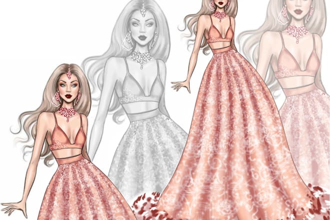 I will draw handmade custom fashion illustration