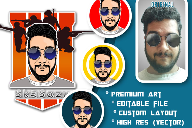 I will draw realistic cartoon portrait avatar from photo