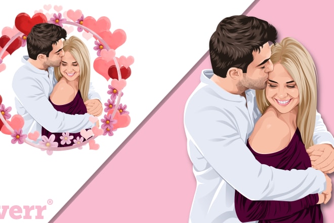 I will draw romance couple cartoon portrait