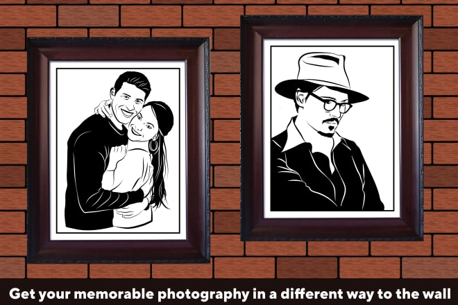 I will draw vector art portrait black and white
