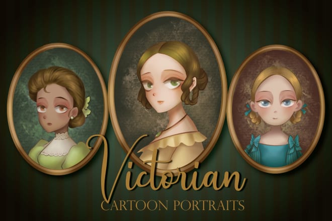I will draw victorian cartoon portraits
