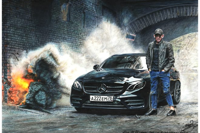 I will draw your car and it will very realistic