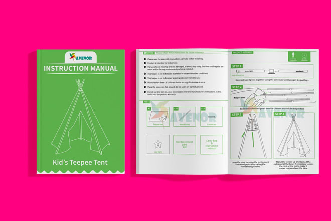 I will illustrate your product and illustrate an easy to use manual