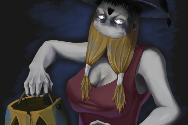 I will make a creepy dark horror illustration within 24 hours