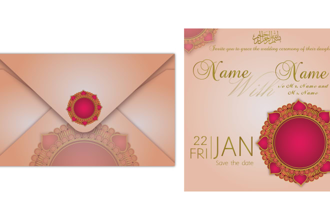 I will make a gorgeous wedding card design