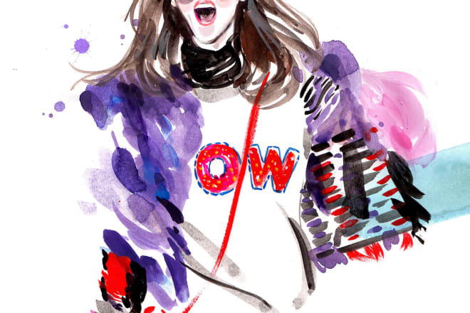 I will make a watercolor fashion illustration