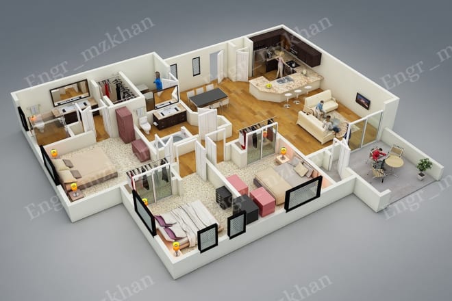 I will make architectural 2d floor plan, 3d floor plan, rendering