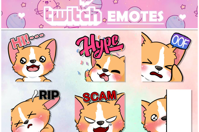 I will make cute twitch emote, stickers for you