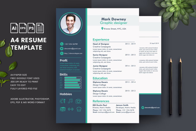 I will make professional resume template modern CV cover letter design