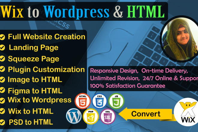 I will make wix to wordpress website, psd to html, html to wordpress website design