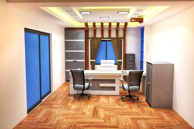 I will office 3d interior design, realistic,2d floor plan rendering