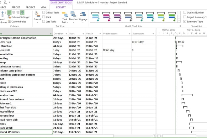 I will prepare construction schedule in ms project for your project