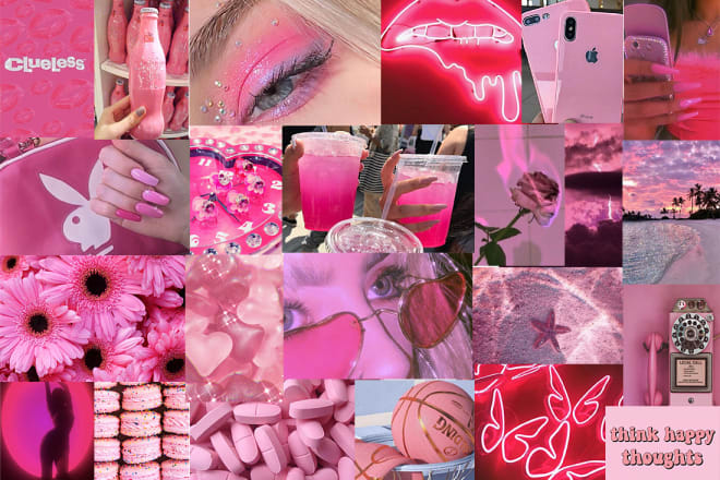 I will printable collage kit pink, collage kit wall decor, wall collage kit aesthetic