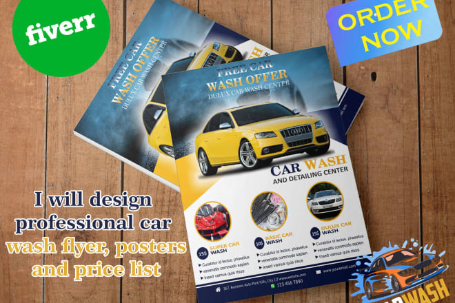 I will professional car wash, servicing, price list flyer, brochure, postcard