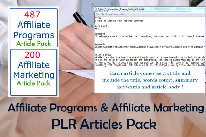 I will provide 687 affiliate programs and marketing plr artciles