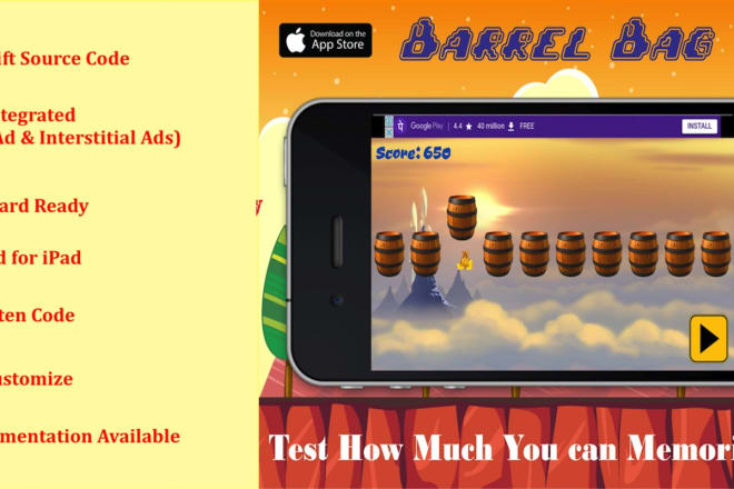 I will provide readymade barrel bag game in android and ios