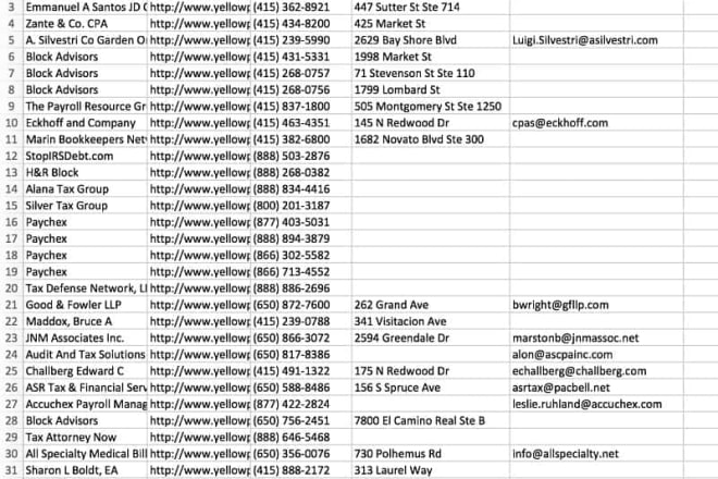 I will scrap data from yellow pages and business directory