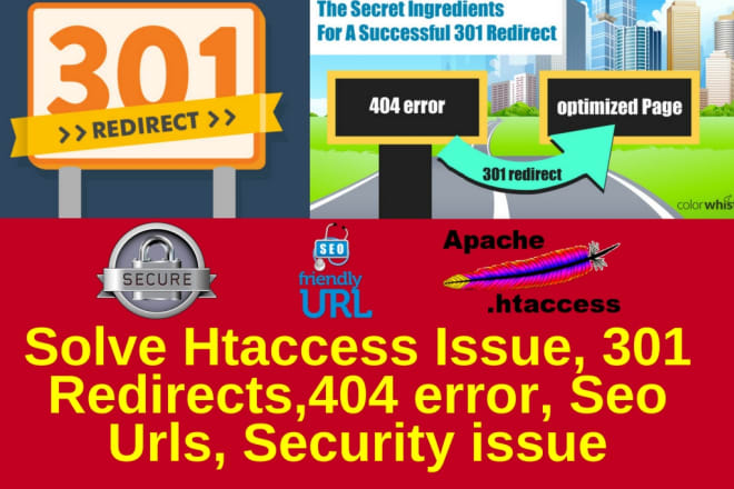 I will solve htaccess issue, 301 redirect, seo urls, increase security