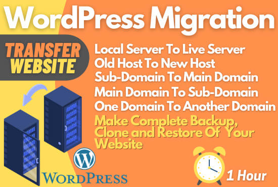 I will update,backup, migration, transfer, and restore your wordpress website in 1 hour