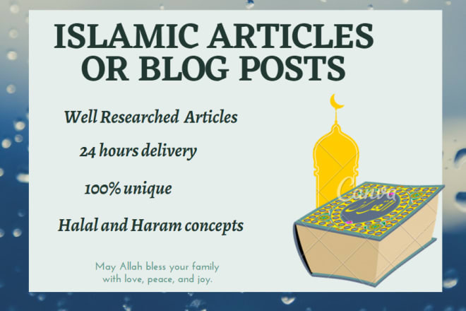I will write islamic content and articles on any islamic topic