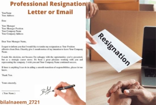 I will write your professional resignation letter or email