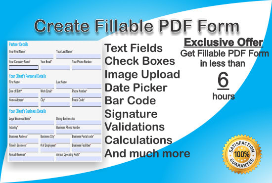 I will create fillable pdf form