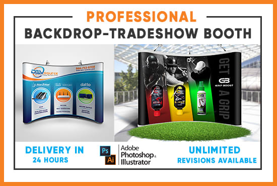 I will design a backdrop,tradeshow booth 24 hrs