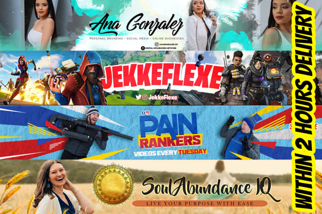 I will design mind blowing youtube banner and logo in 2 hours