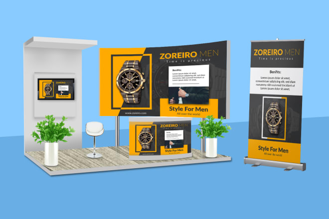 I will design modern backdrop, tradeshow booth, retractable or billboard