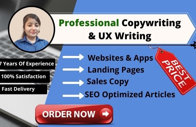 I will do professional copywriting, UX writing for website sales copy or app content