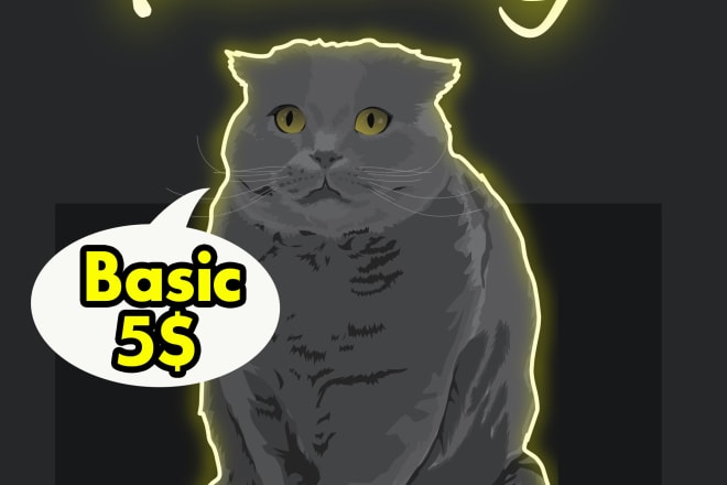 I will draw cartoon vector your pets, dog, cat, animal in 24 hours