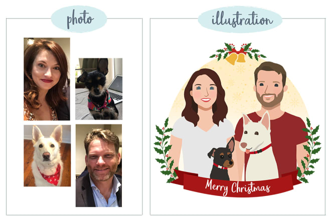 I will draw your family portrait with unique cute cartoon style