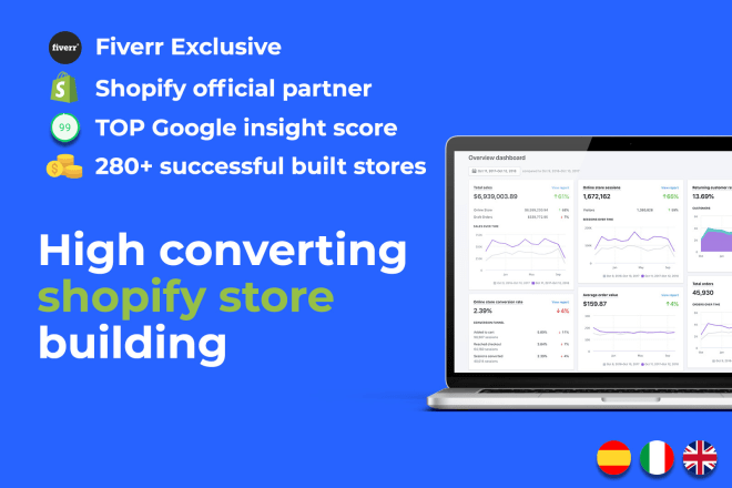 I will build a high converting shopify store spanish, italian, english
