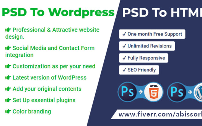 I will convert psd to wordpress, html to wordpress, psd to html