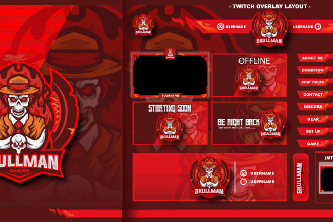 I will craft best twitch overlays mascot logo panels screens alerts