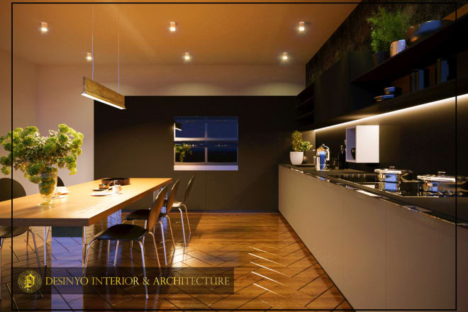 I will create 3d visualization of kitchen interior designs
