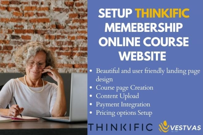 I will create a thikific website and online course thinkific website
