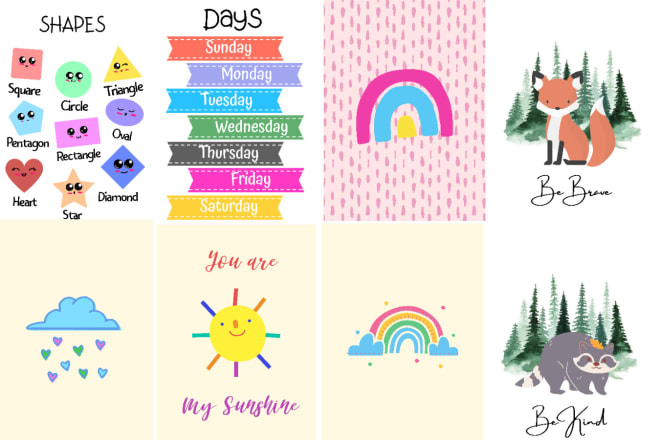 I will create cute nursery art print for kids and baby room