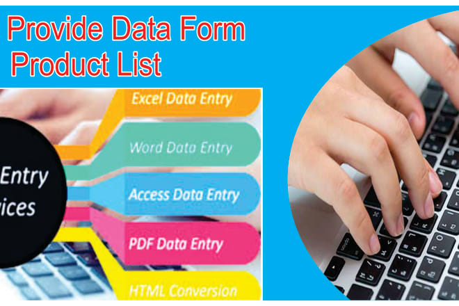 I will create data form for your product list in 12 hours