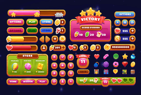 I will create game graphics design and ui