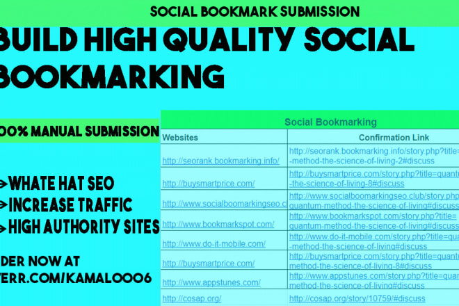 I will create high quality social bookmarking SEO backlinks