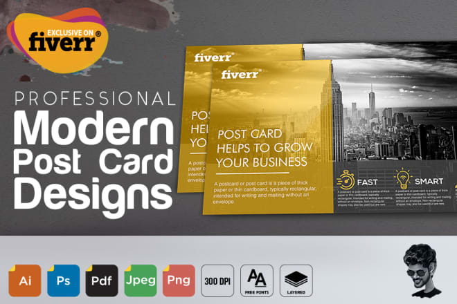 I will create professional modern postcard designs