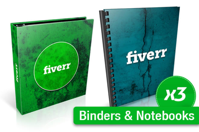 I will create three 3d covers of binder or notebook