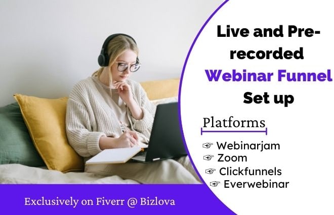 I will create webinar funnel on webinarjam, everwebinar, clickfunnels, zoom webinar